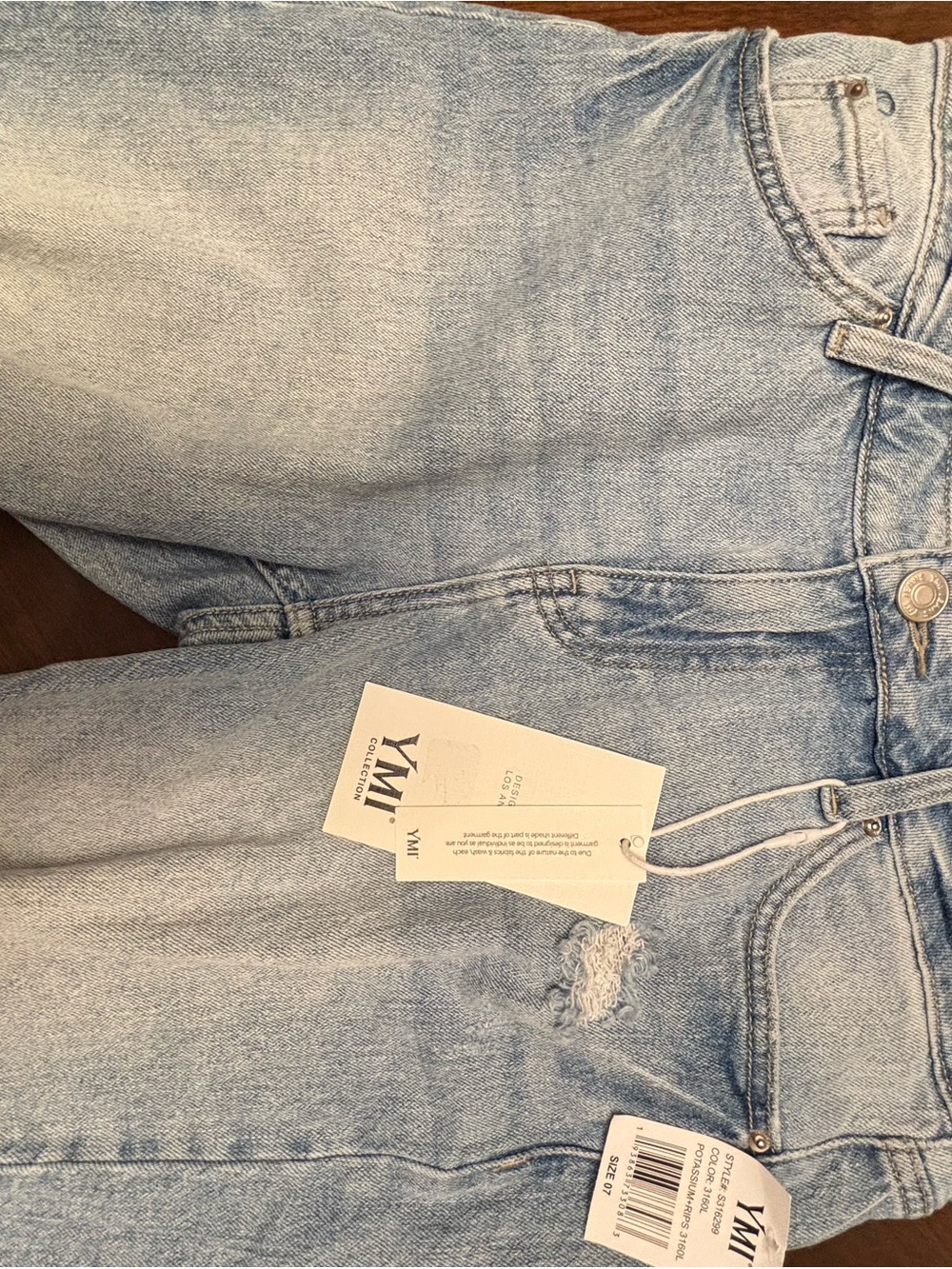 YMI Women's Pale Blue High-Rise Distressed Jean Shorts Size 7
